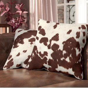 Iva Cow Hide Print Throw Pillow COVERS (Set of 2)